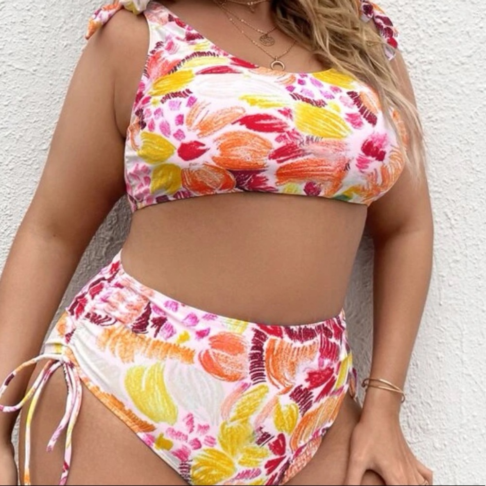 Floral Design High Waist 2 Piece Swimsuit NWT